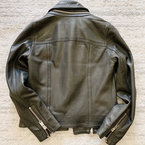 All Saints Charcoal Grey Leather Jacket - Picture 11 of 11